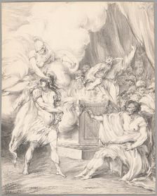 Achilles Restrained by Athena in Agamemnon's Tent, from Iliad, Book I, 1765/66. Creator: Johan Tobias Sergel
