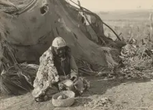 Achomawi basket-maker, 1923. Creator: Edward Sheriff Curtis