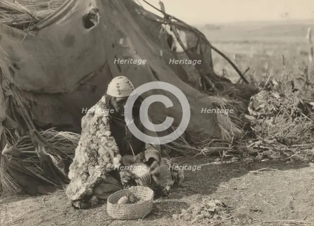 Achomawi basket-maker, 1923. Creator: Edward Sheriff Curtis.