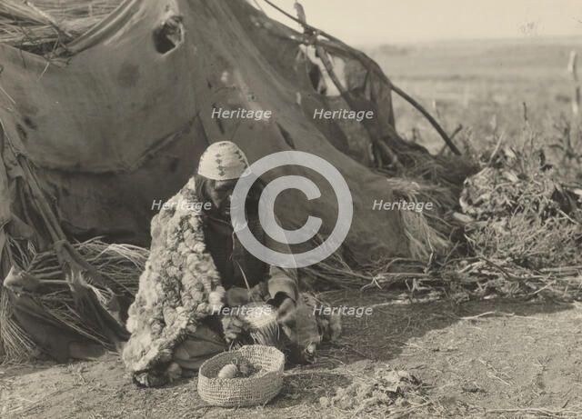 Achomawi basket-maker, 1923. Creator: Edward Sheriff Curtis.