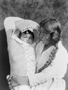 Achomawi mother and child, c1923. Creator: Edward Sheriff Curtis