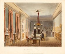 Ackermann's Library for Works of Art, pub. 1815. Creator: Augustus Charles Pugin (1762 - 1832) after