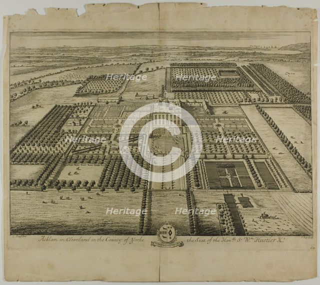 Acklam in Cleveland in the County of Yorke, plate 64 from Britannia Illustrata, published 1707. Creator: Johannes Kip.