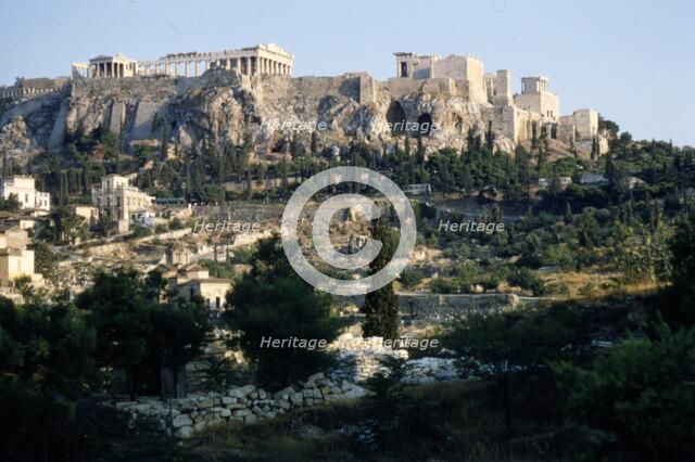 Acropolis from Agora, Athens, c20th century. Artist: CM Dixon.