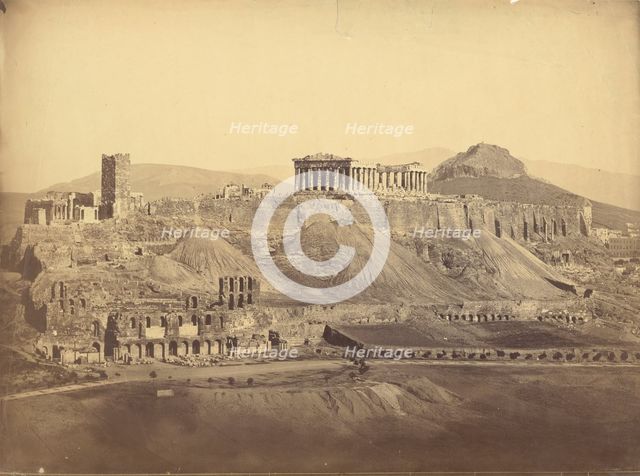 Acropolis, general view from the Hill of Philopappus, southwest, 1865. Creator: Philippos Margaritis.