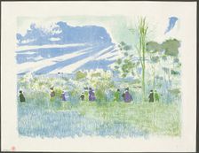 Across the Fields, plate three from Landscapes and Interiors, 1899. Creator: Edouard Vuillard