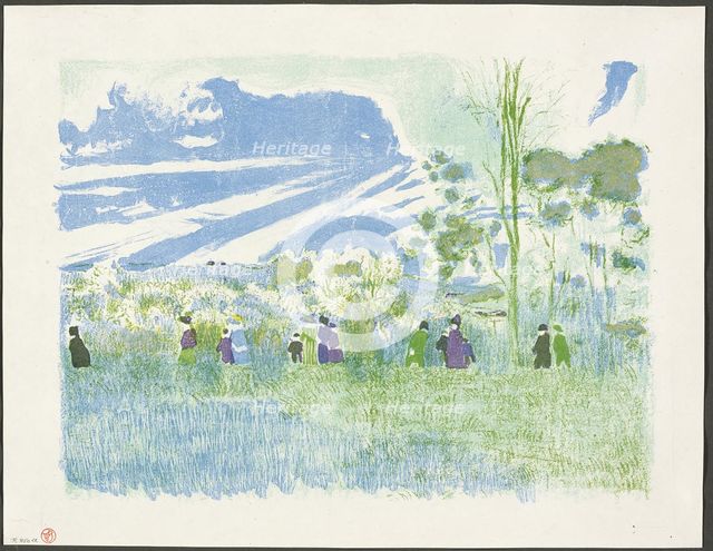 Across the Fields, plate three from Landscapes and Interiors, 1899. Creator: Edouard Vuillard.