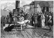 Adulterers being whipped in public, France, 8th century (1882-1884)