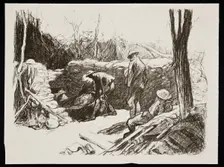 Advanced dressing station in France 1917. Creator: Claude Allin Shepperson