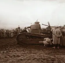 Advancing with tanks, c1914-c1918