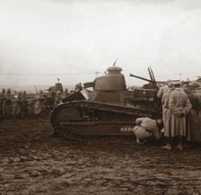 Advancing with tanks, c1914-c1918