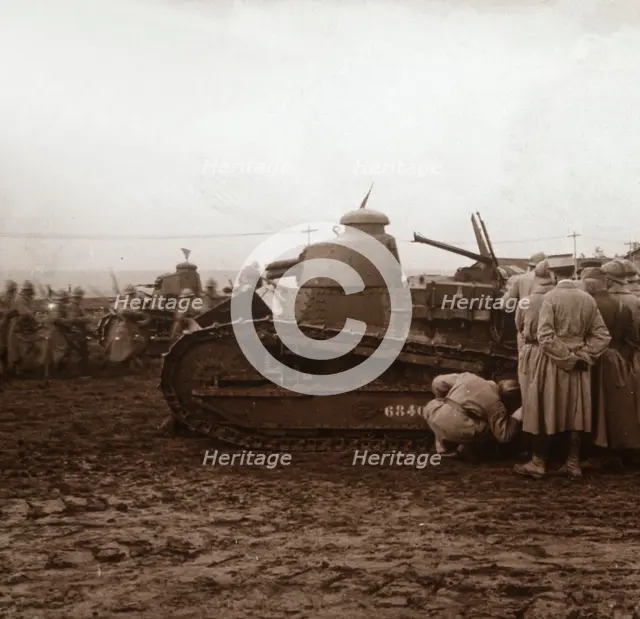 Advancing with tanks, c1914-c1918. Artist: Unknown.