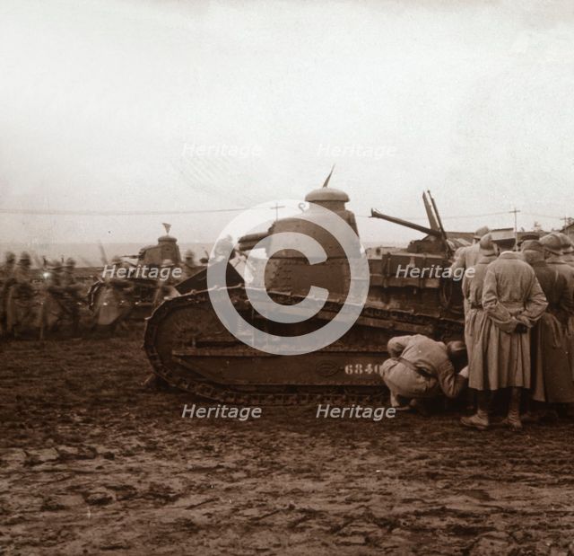 Advancing with tanks, c1914-c1918. Artist: Unknown.