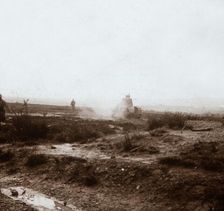 Advancing with tanks, c1914-c1918