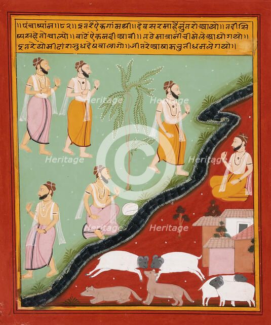 Adventures of Two Travelling Priests, Folio from a "Panchakhyana" (Jain Recensio..., c1725. Creator: Unknown.