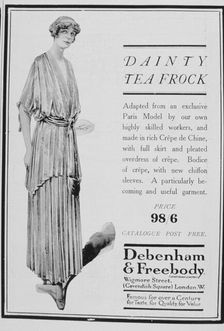 Advert for tea frocks by Debenham and Freebody, 1916