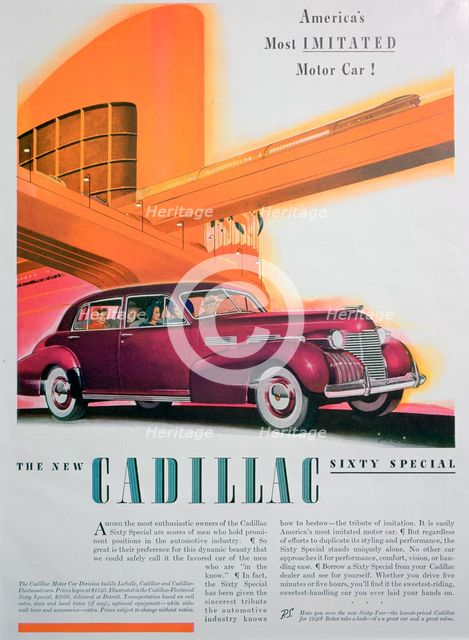 Advert for the Cadillac Sixty Special car, 1940. Artist: Unknown