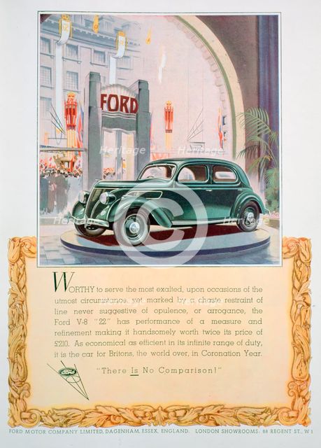 Advert for the Ford V8 22 motor car, 1937. Artist: Unknown