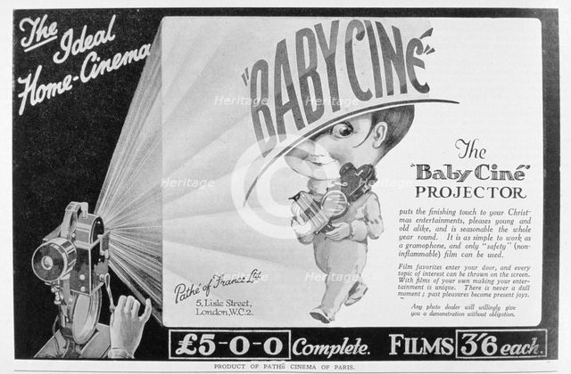 Advert for the Pathe 'Babycine' film projector, 1926. Artist: Unknown