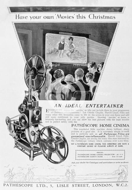 Advert for the Pathescope Home Cinema, 1928. Artist: Unknown