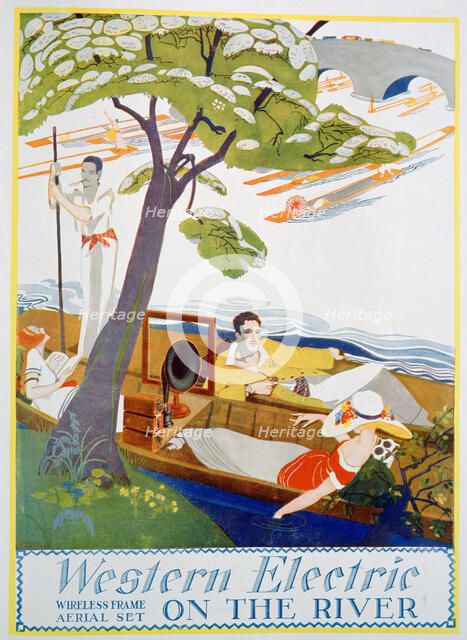 Advert for Western Electric Company wireless frame aerial sets, 1923. Artist: Unknown