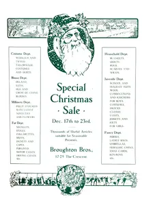 Advert for Broughton Bros. - Special Christmas Sale 1917. Creator: Garratt & Atkinson