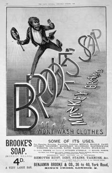 Advert for Brooke's Monkey Brand soap, 1889