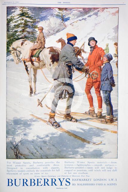 Advert for Burberry winter sports dress, 1925. Artist: Unknown