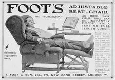 Advert for Foot's Burlington adjustable rest-chair, 1916