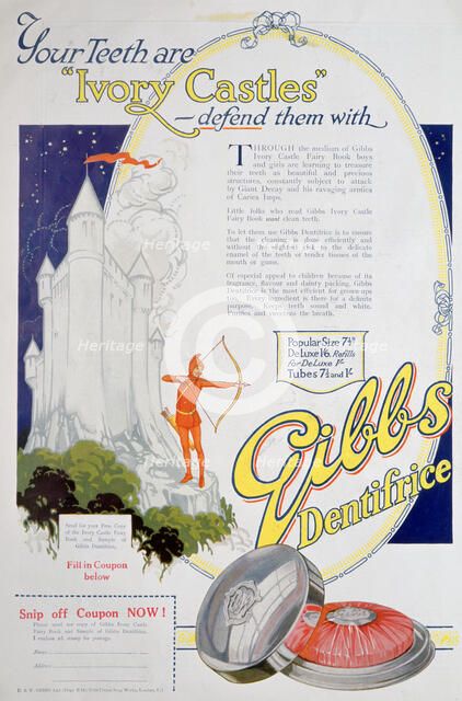 Advert for Gibbs Solid Dentifrice, 1922. Artist: Unknown
