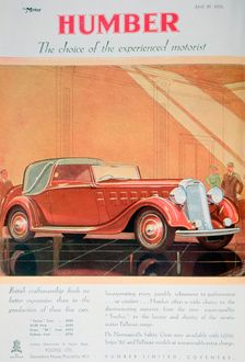 Advert for Humber motor cars, 1935