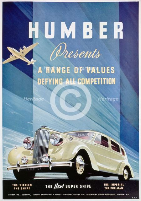 Advert for Humber motor cars, 1938. Artist: Unknown