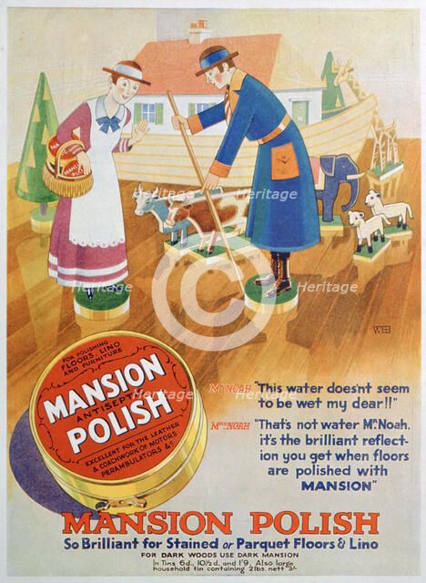 Advert for Mansion antiseptic floor polish, 1933. Artist: Unknown