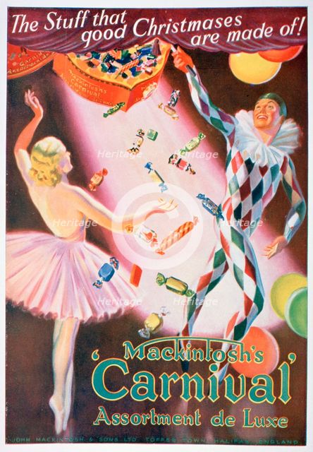Advert for Mackintosh's 'Carnival' toffee assortments, 1935. Artist: Unknown