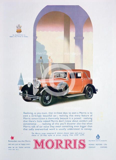 Advert for Morris motor cars, 1932. Artist: Unknown