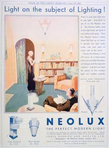 Advert for Neolux light fittings, 1931