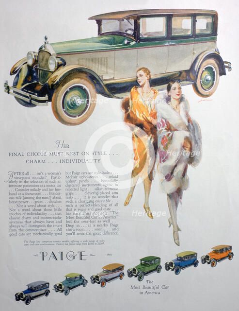 Advert for Paige motor cars, 1927. Artist: Unknown
