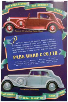 Advert for Park Ward and Co car coachwork, 1937