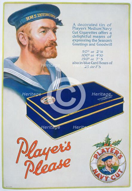 Advert for Player's Navy Cut cigarettes, 1928. Artist: Unknown