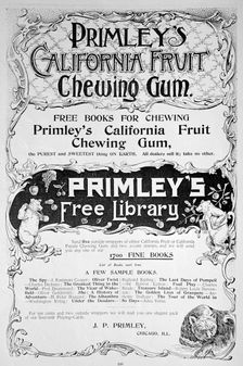 Advert for Primley's California Fruit chewing gum, 1894