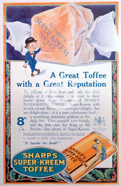 Advert for Sharp's Super-Kreem Toffee, 1922. Artist: Unknown