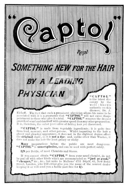 Advertisement for Captol, 1898. Creator: Unknown.