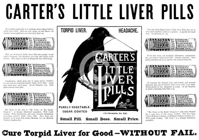 Advertisement for Carter's Little Liver Pills, 1895. Creator: Unknown.