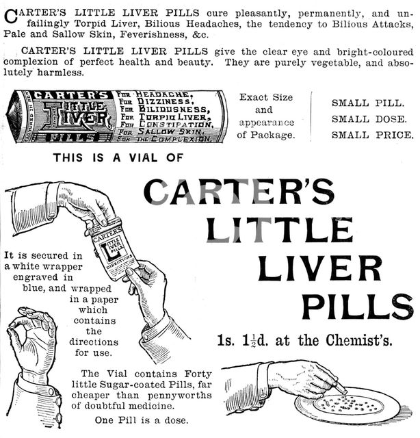 Advertisement for Carter's Little Liver Pills, 1895. Creator: Unknown.