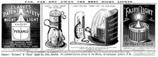 Advertisement for Clarke's "Pyramid" & "Fairy" Light Co., Ltd., 1895. Creator: Unknown