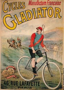 Advertisement for Cycles Gladiator bicycles, c1900