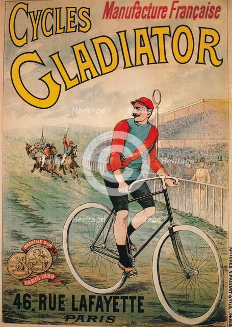 Advertisement for Cycles Gladiator bicycles, c1900. Artist: Unknown.