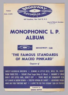 Advertisement for a Maceo Pinkard record, 1961. Creator: Unknown