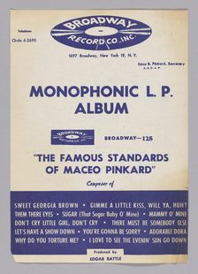 Advertisement for a Maceo Pinkard record, 1961. Creator: Unknown