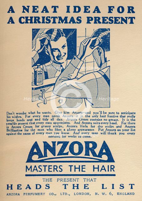 Advertisement for Anzora hair fixative, 1936.  Creator: Unknown.